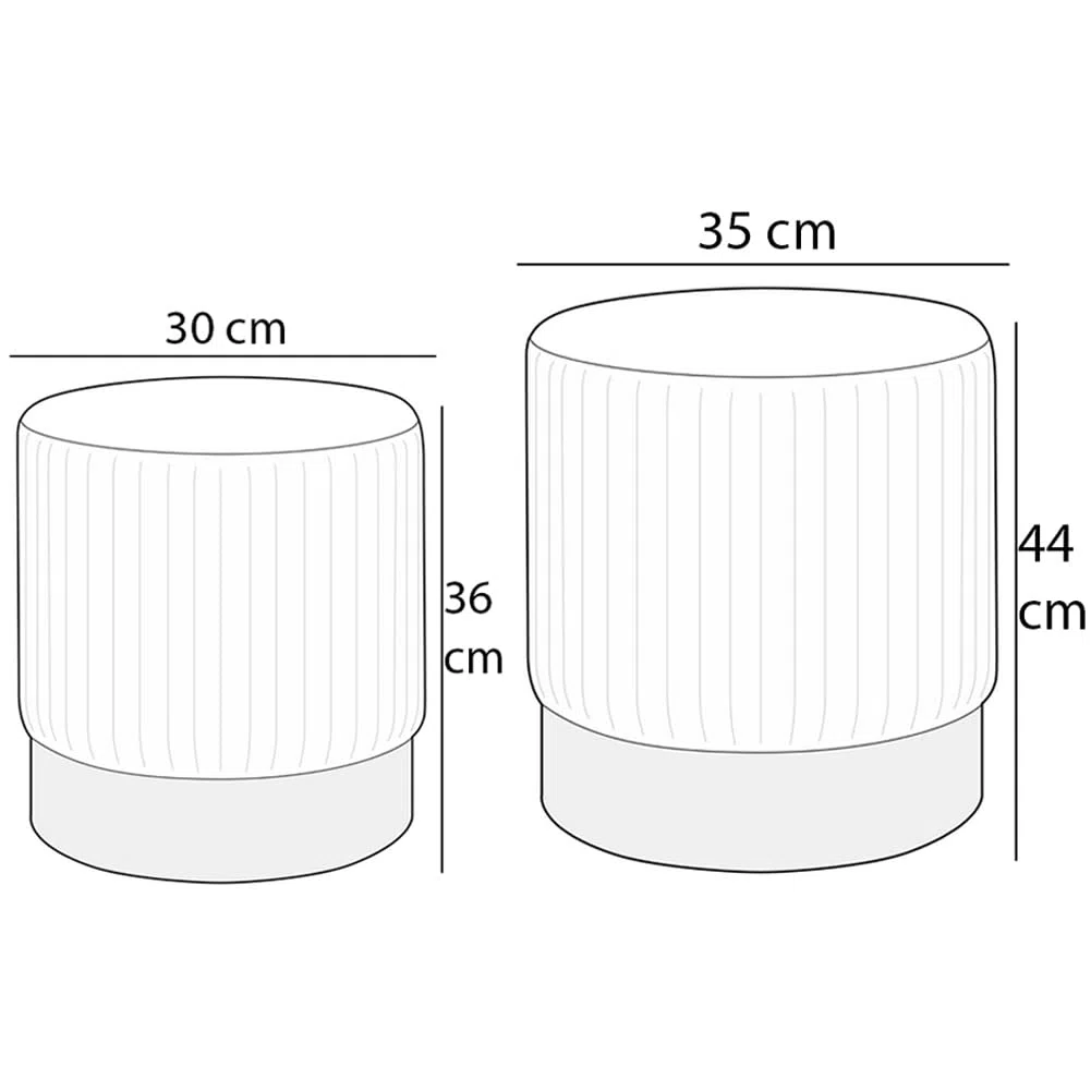Shally Dogan Set 2 Pouf Contenitori in Velluto, Design Moderno con Fascia in Metallo, Poggiapiedi Rotondo Capiente, Sgabello Tondo con Coperchio Rimovibile e Seduta Imbottita Alta Densità (Blu)