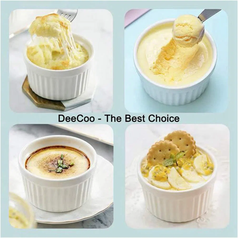 Set di 6 piatti da soufflé in porcellana, adatti al forno, per salse, zuppe di cipolle, torta di lava, flan, crème brûlée, budino, confezione da 6 pezzi