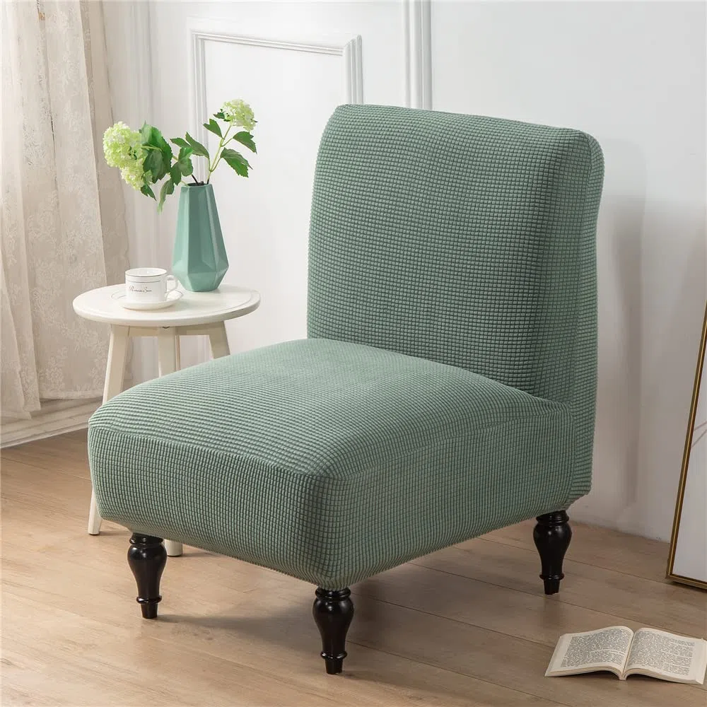 Highdi Jacquard Fodera Copripoltrona Senza Braccioli Elasticizzato, Copridivano Coprisedie Accent con Schienale 1 Posto Lavabili Removibili Coprisedia per Sala da Pranzo Soggiorno (Verde oliva)