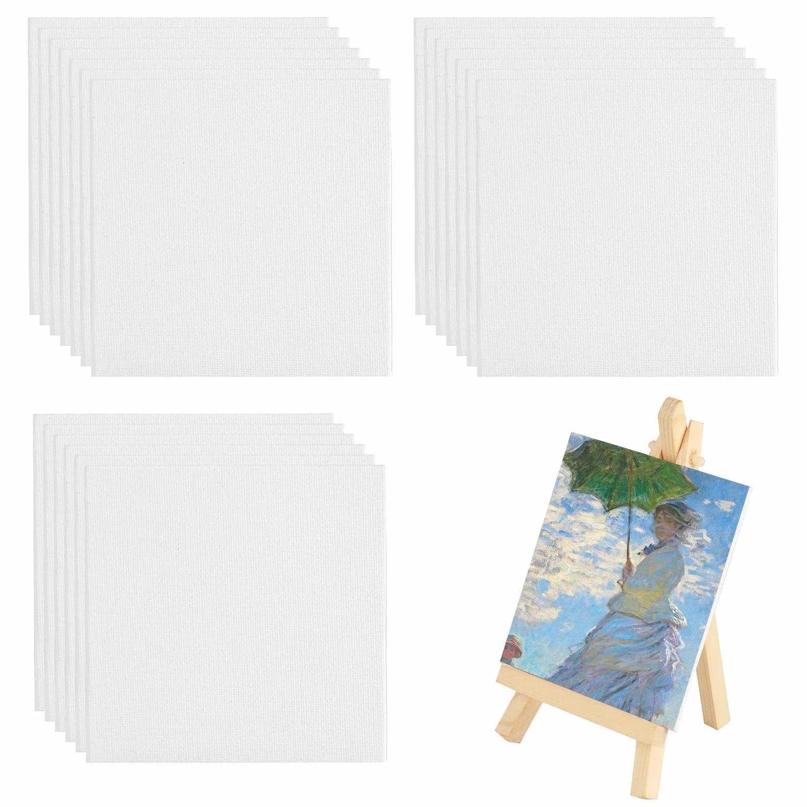 Set 20 mini tele vergini pittura 10x10 cm tela unita acquerello acrilico cavalletto