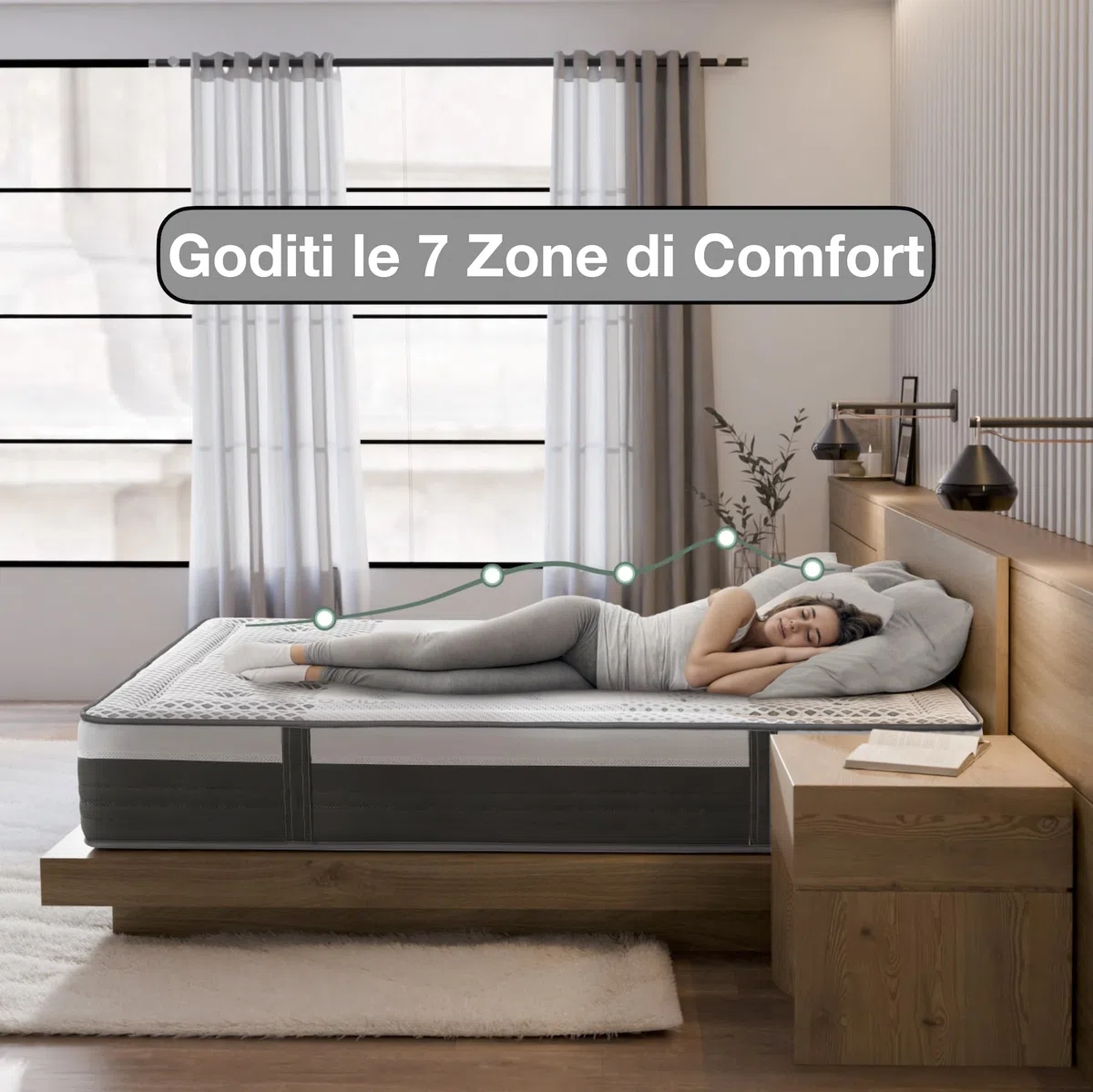 Materasso Matrimoniale 160x200 Memory Foam 27 cm Ergonomico e Ortopedico, Alta Densità HR, Fermo e Traspirante, Antibatterico e Ipoallergenico – Certificato Oeko-Tex – Ideale per Dolori alla Schiena