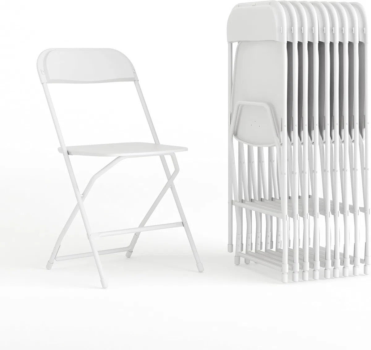 Flash Furniture Sedia pieghevole in plastica serie Hercules, bianca, confezione da 10 650LB, comoda sedia per eventi, sedia pieghevole leggera