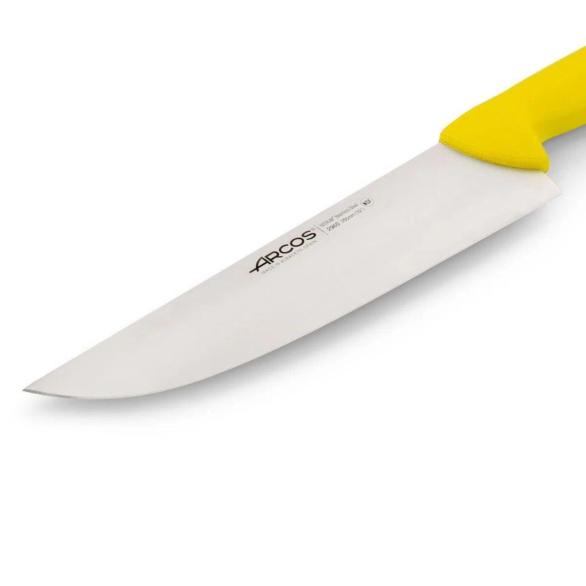 Arcos Serie 2900 - Coltello Scannare Coltello Macellaio Coltello Bistecca - Lama Acciaio Inossidabile Nitrum 250 mm - Manico Polipropilene Colore Giallo