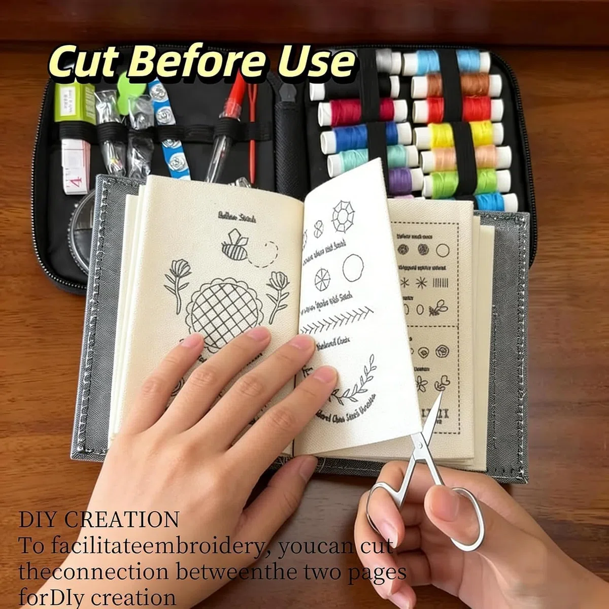 Libro di ricamo per principianti e adulti, set di ricamo fai da te, kit di ricamo con 86 istruzioni, libro di ricamo fai da te ad alta densità, pacchetto di ricamo portatile per gli appassionati (B)