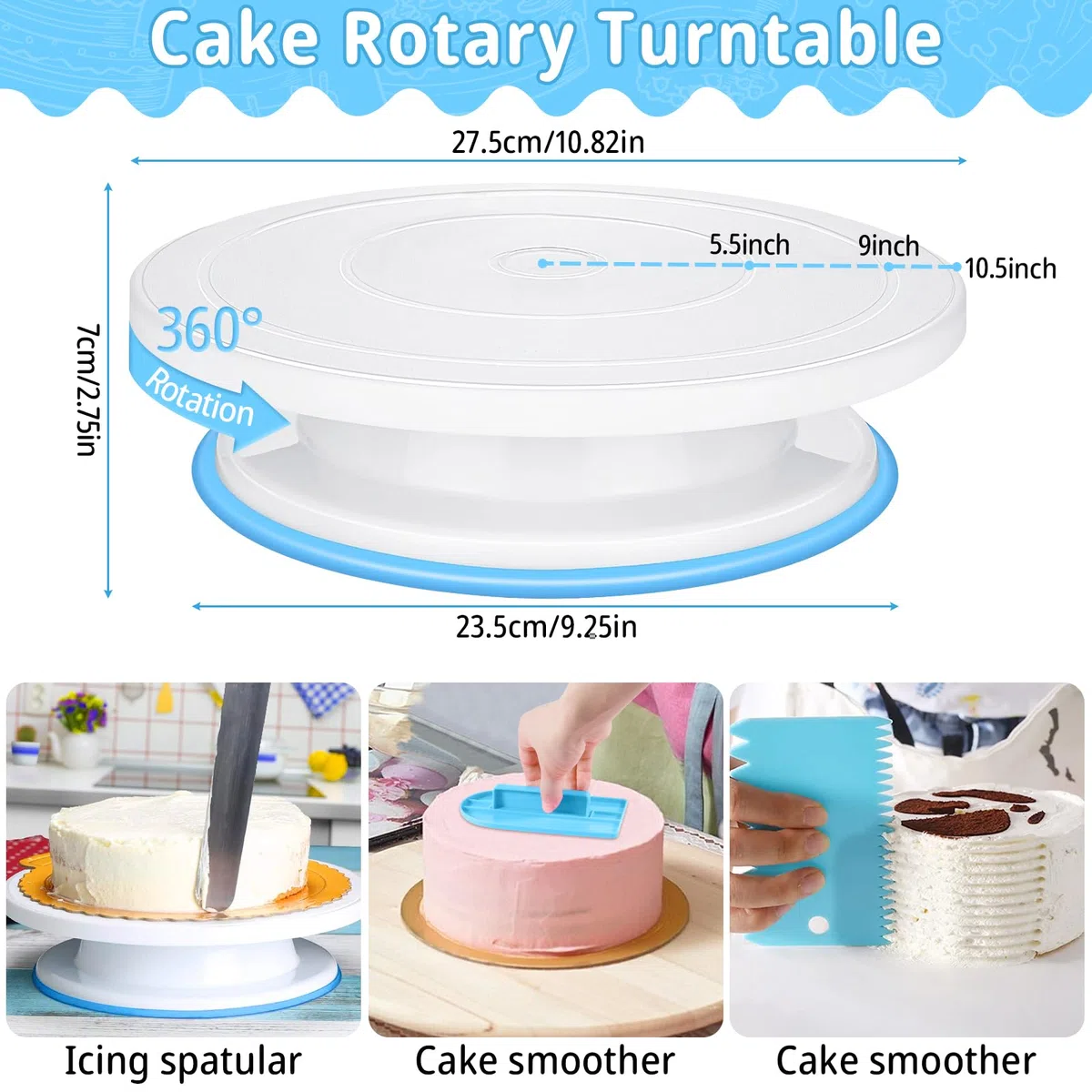 ROELLY Kit Pasticceria Professionale da 322 Pezzi, Utensili da Forno Piatto Girevole per Torte, Set Pasticceria, con Vari Stili di Beccucci sac a Poche, Impara a Cuocere e Preparare Torte