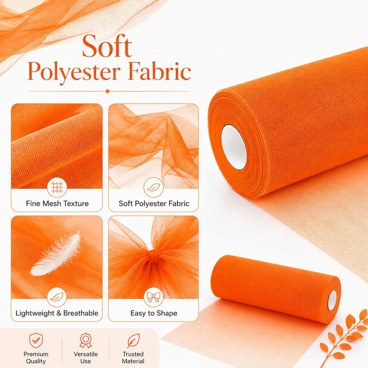 Rotolo di tulle Orangza, 30 cm x 92 m, nastro in tulle, decorazione per matrimoni, tessuti, tulle, tessuto al metro, organza per fai da te, artigianato, pompon, archi, decorazioni per feste (arancione