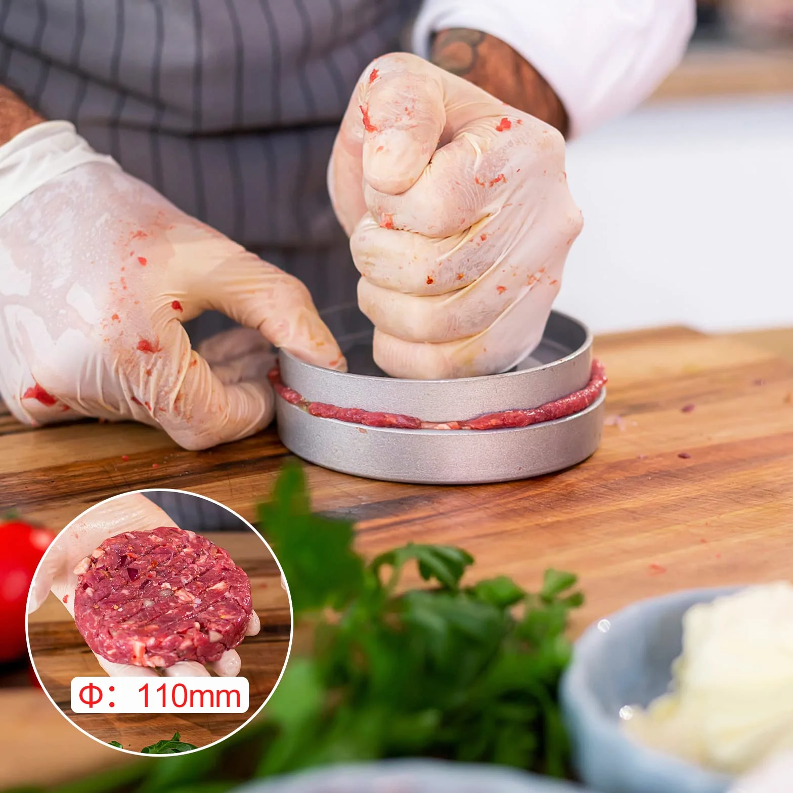 Ceisazira Pressa Hamburger in Alluminio, Antiaderente Hamburger Attrezzo Professionale, Pressa per Hamburger Grandi, Stampo Hamburger, per Patty, BBQ, Grill e Cucina
