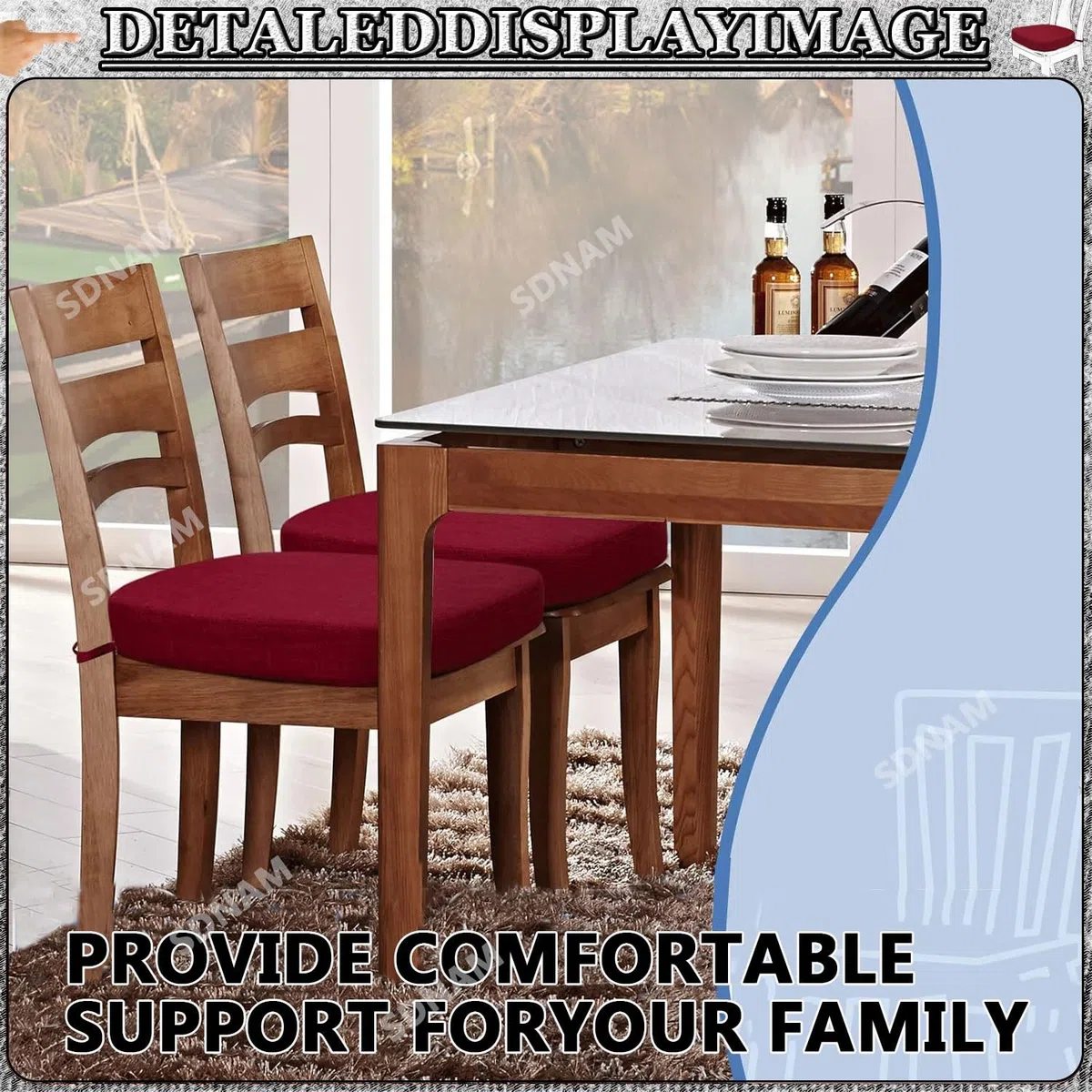 2/4/6 Pezzi Cuscini per Sedie Cucina con Lacci, Memory Foam Cuscino per Sedia Sala da Pranzo, Ufficio Cuscini per Sedie, Antiscivolo per Ufficio/Giardino/Terrazza/Interno/Esterno(#2)