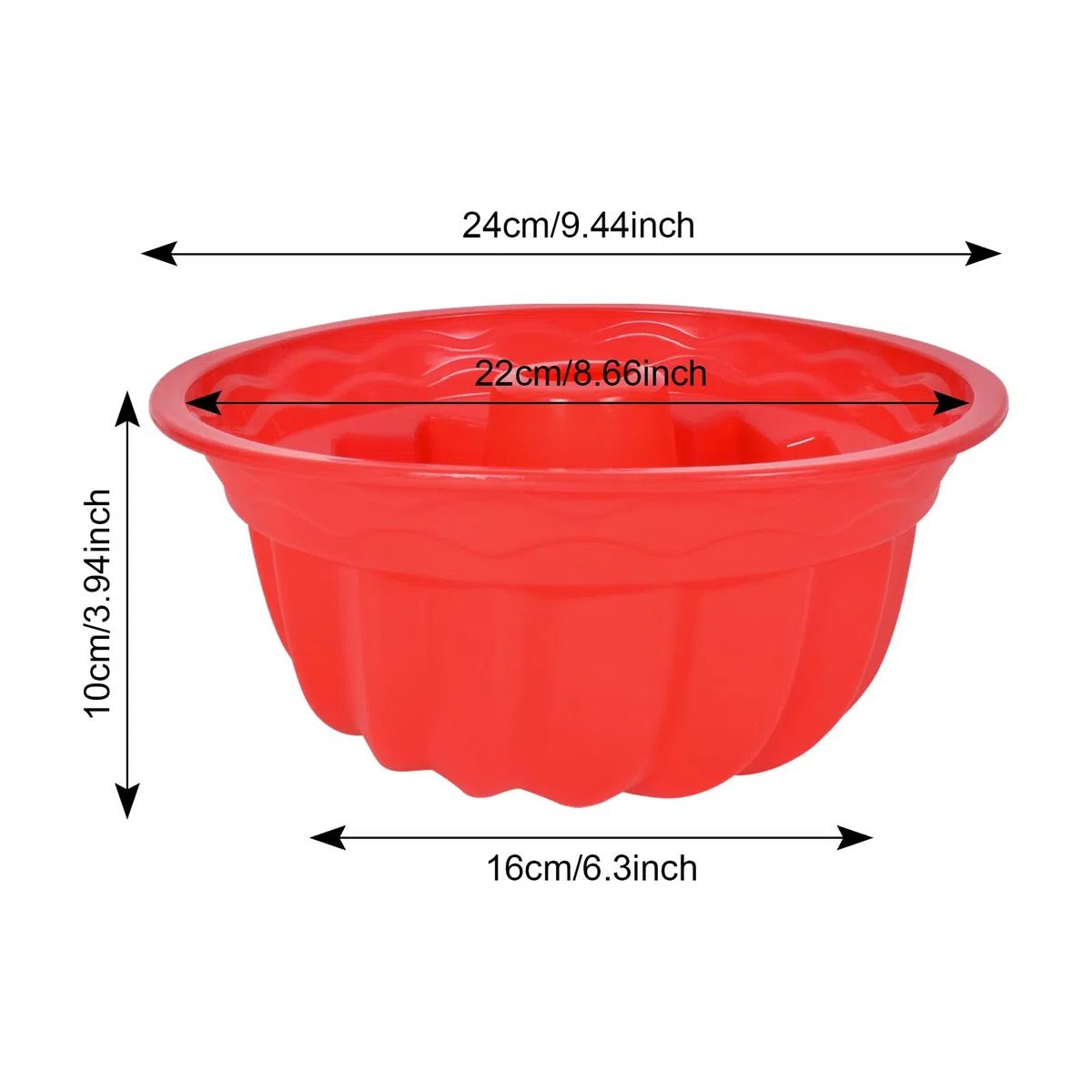 Stampo per ciambella 23 cm in silicone antiaderente resistente alle temperature per dolci (rosso)