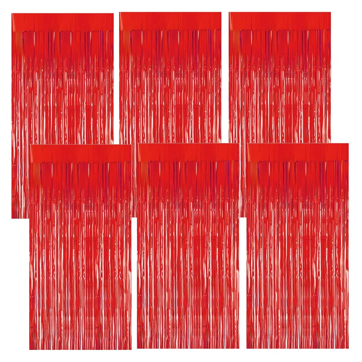 6 Pezzi Rosso Tende Metalliche Feste, 1M x 2M Tenda Compleanno In Plastica, Tenda Per Compleanno Decorazione per La Decorazione Dello Sfondo, La Decorazione Della Festa, Decorazione Del Compleanno