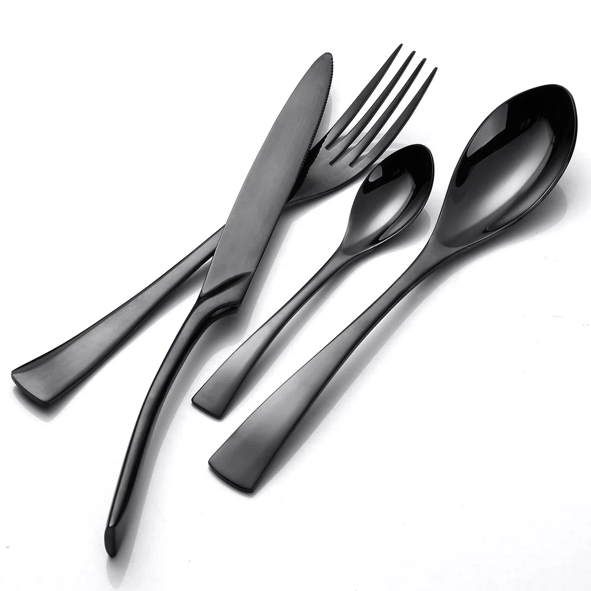 LEKOCH 4-pezzi posate in acciaio inox tra cui forchetta cucchiaio coltello posate Set (nero)