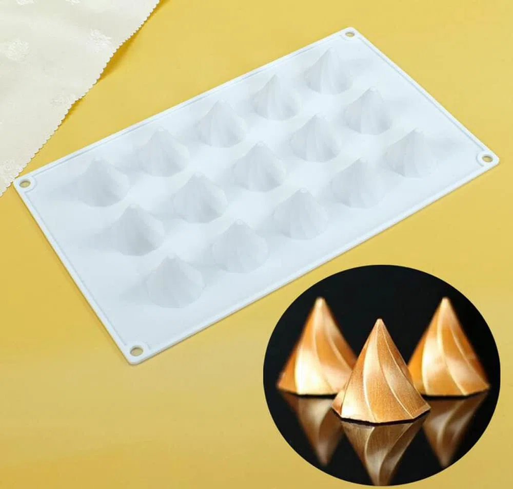 Stampo per torta in mousse in silicone, mousse per dessert Bakeware Stampo per candela con sapone al cioccolato fai da te, 15 fori Cono circolare
