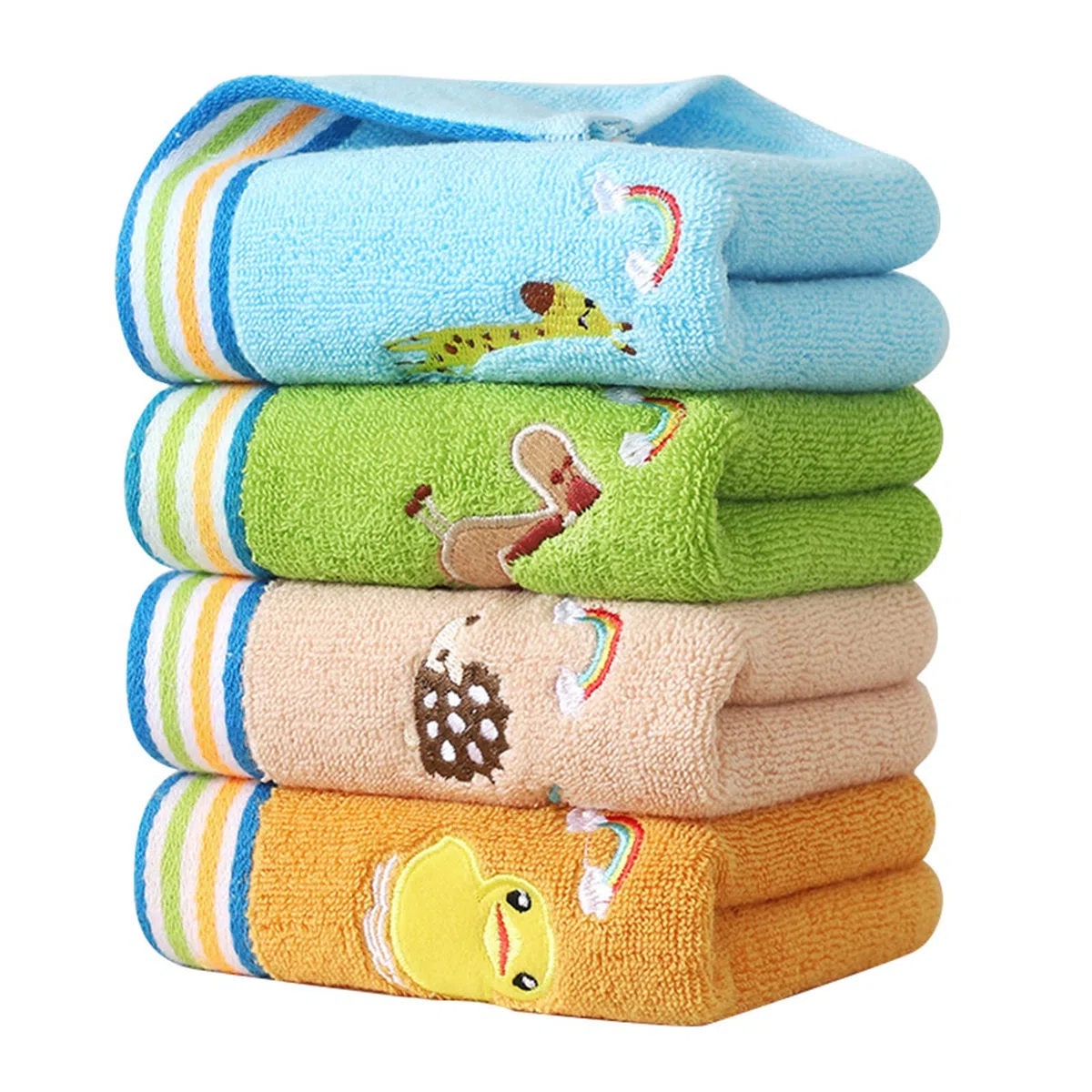 Gukasxi - Asciugamani per il viso per bambini, confezione da 4 pezzi, 100% cotone, da bagno, multicolore, per mani, viso e doccia (25 x 50 cm)