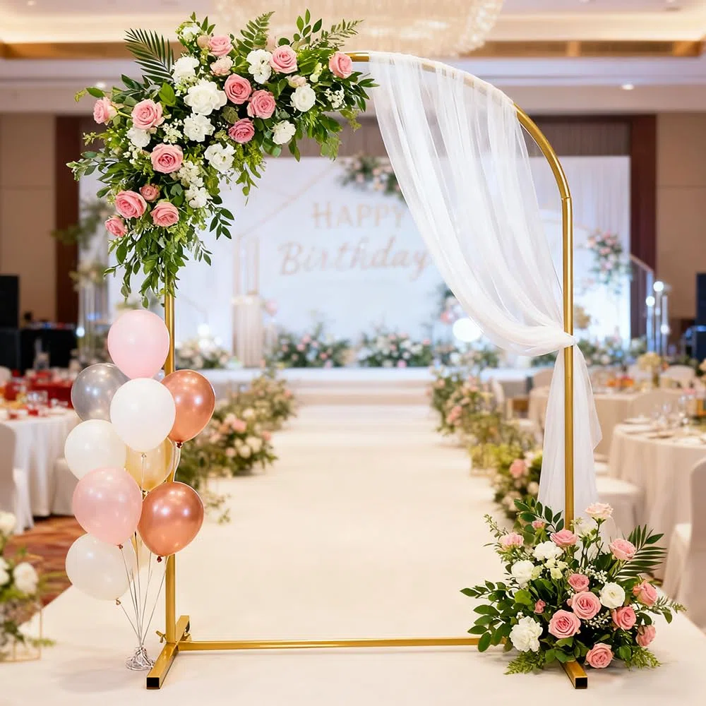 Arco per Matrimonio, 1 x 2 m Supporto per Arco di Palloncini per Matrimoni, Supporto per Arco di Matrimonio, in Metallo, per Feste di Compleanno, Cerimonie, Baby Shower, Lauree, Decorazioni