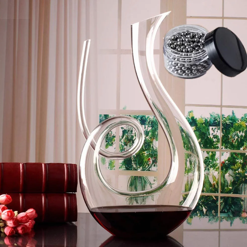Decanter per vino, 1500 ml, soffiato a mano, in cristallo senza piombo, classico aeratore per vino, caraffa per vino rosso, accessori per vino, regalo per vino