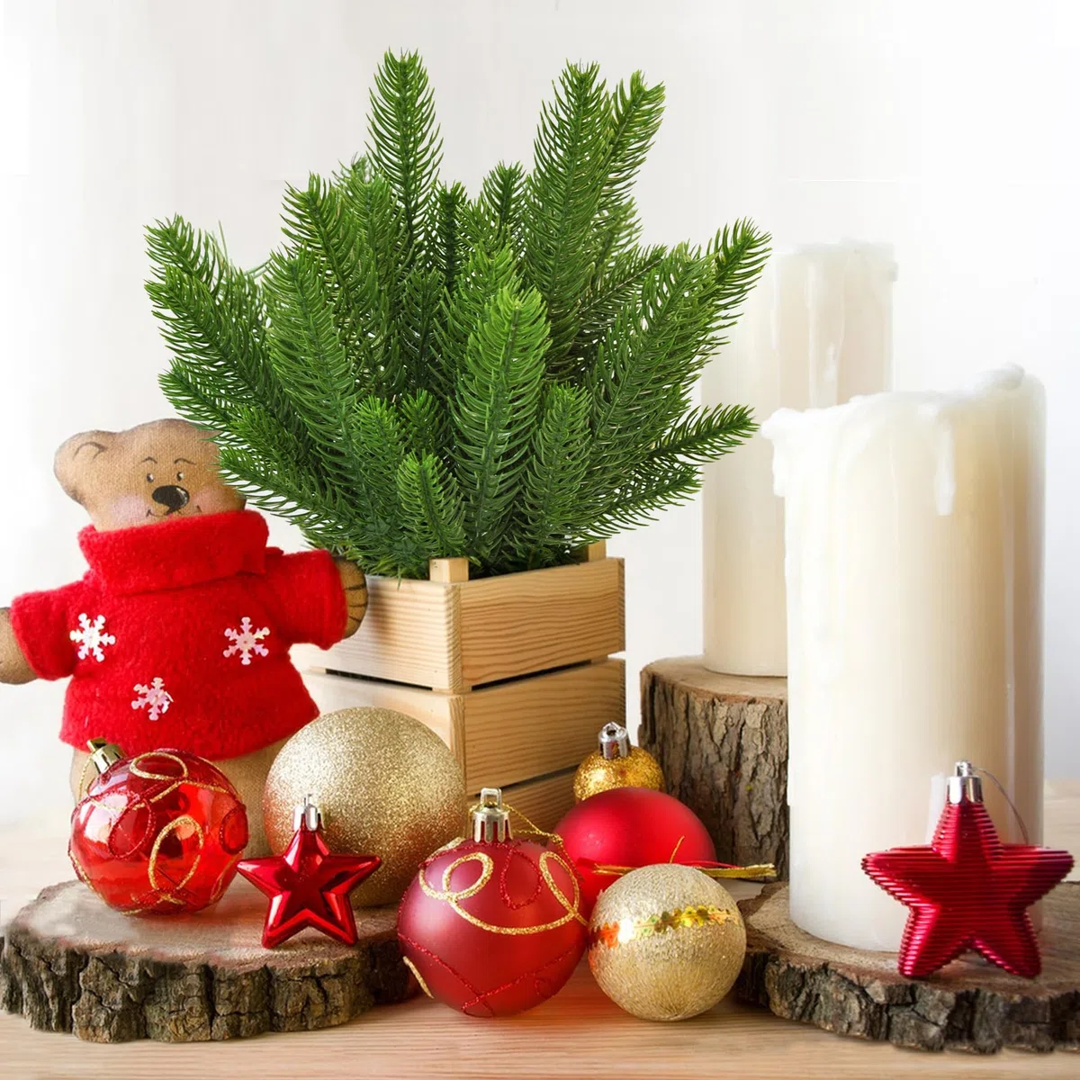 ROLLWAY 50 Ramido Artificiali di Natale Abete e Pino, 26 x 10 cm, Pino per Decorazioni FAI DA TE Ghirlanda Albero di Natale dell'Avvento Natalizia