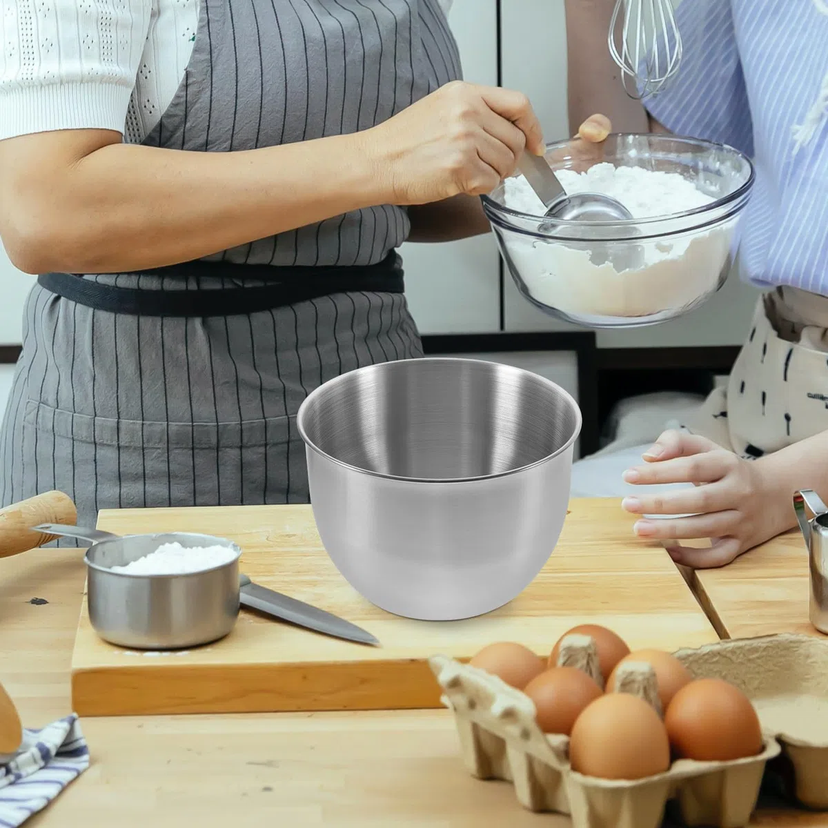 Housoutil Ciotola per Impastare e Mescolare in Acciaio Inox 201, Profonda, Diametro 19 CM, Utensile da Cucina per Montare Uova e Panna in Casa