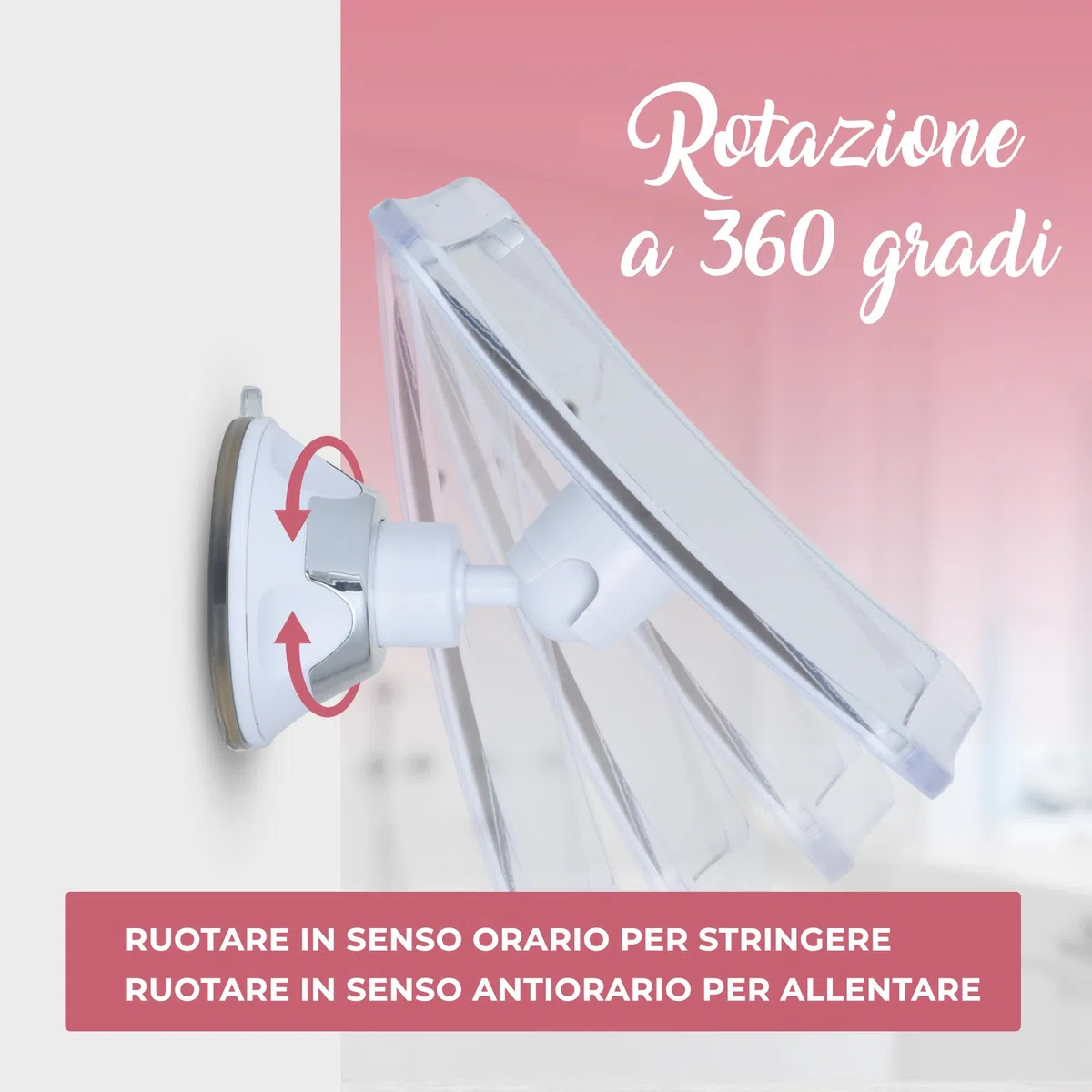 Mirrorvana Specchio ingranditore 10X per trucco con ventosa - specchio per ingrandimento portatile per truccarsi senza luce, magnifying makeup mirror - 16cm x 16cm (Quadrato)