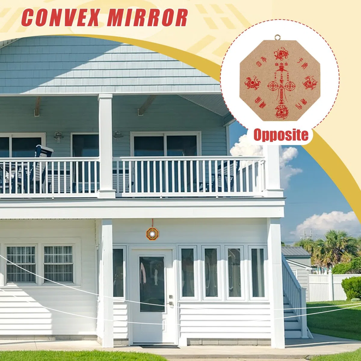 Set di 3 specchi tradizionali cinesi bagua, 10,2 cm, concavi e convessi, per Feng Shui, in legno autentico, specchi cinesi Feng Shui per divinazione, per casa, lavoro, protezione fortunata
