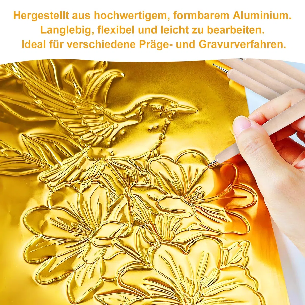 Fogli Metallizzati per Artigianato Fogli per Goffratura Kit Artistico per Sbalzo Metallo Foglio di Carta Alluminio Dorato Accessorio Crafting Lucido Argento Scintillante Oro per Pittura Incisione