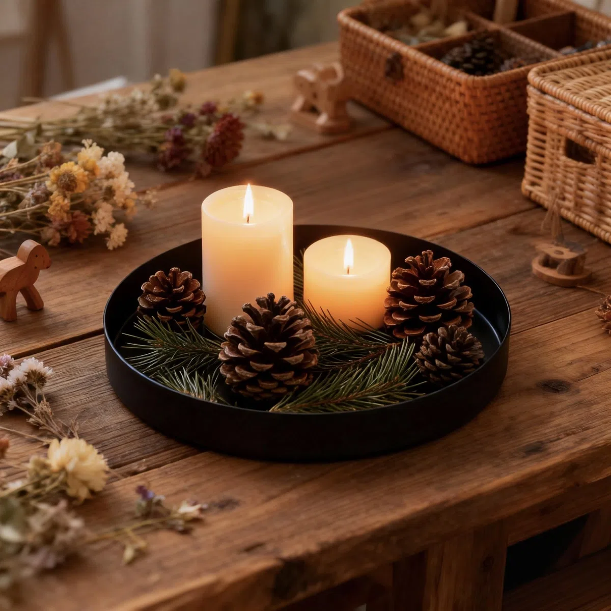 Vassoi Decorativo Rotondo Nero di Immagazzinaggio Dell'organizzatore, Vassoio da Portata in Metallo in Acciaio Inox per Portaoggetti Gioielli di Candele Profumo (Ø20 cm, nero)