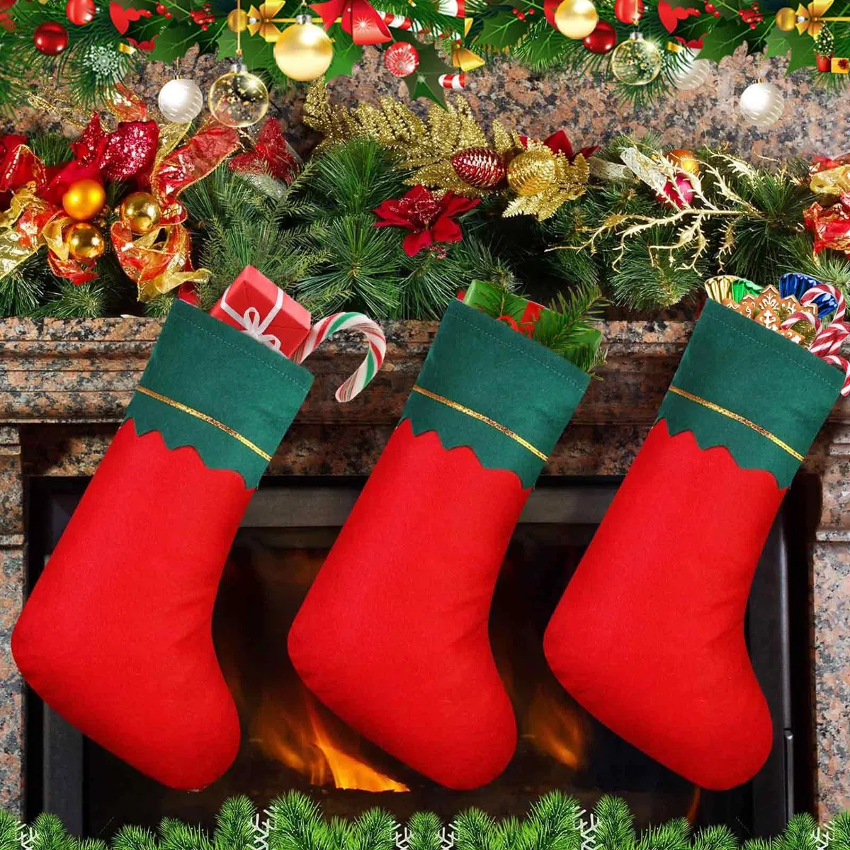 Calze della Befana Vuote,12 Pezzi Calza Befana Grande Vuota,Calze di Natale da Appendere per Decorazione Natalizia Camino Fai da Te 36 x 23 x 16cm