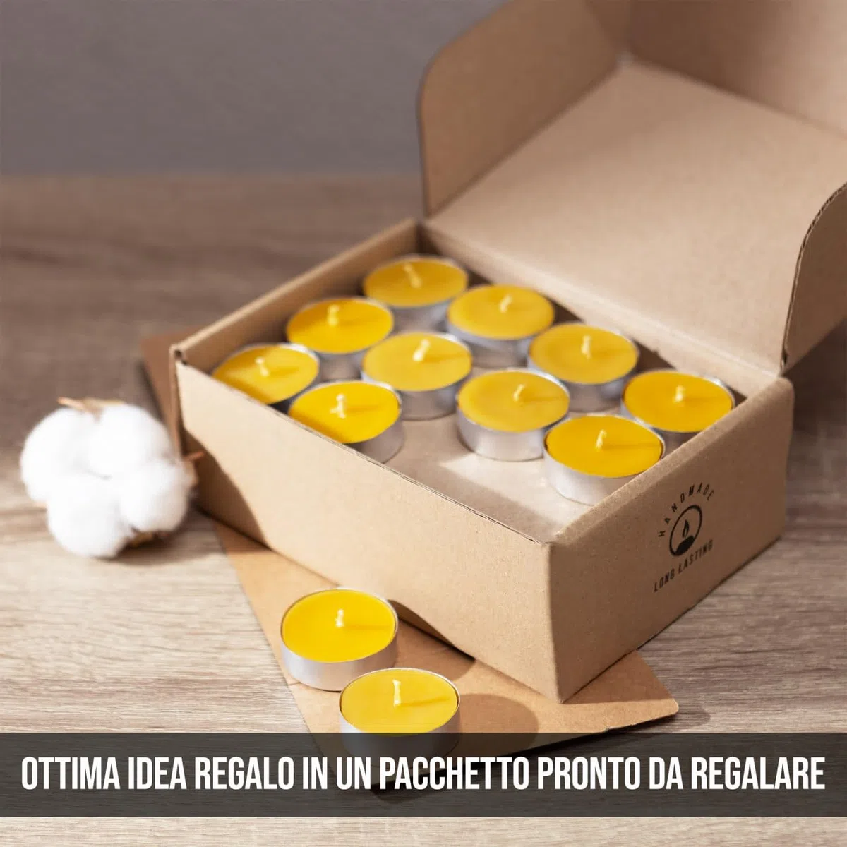 Set di 48 Candele Tealight in 100% Puro Cera d'Api - Durata di 3 Ore - Candele Tealight Senza Fumo - Stoppino in Cotone e Senza Profumo - Regalo per Amanti delle Candele - Set of 48 Tealight Candles