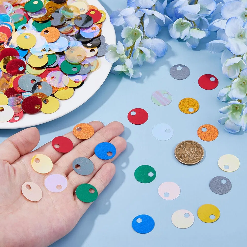 DICOSMETIC 2400 pezzi 12 colori paillettes piatte rotonde PVC 19mm per ricamo artigianato e decorazioni