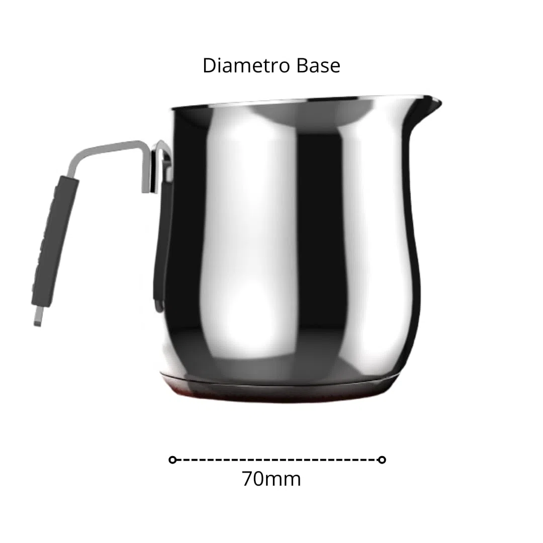 Lattiera Tazze 4, Linea Dolcevita, 400 ml, Acciaio Inox 18/10, Manico Antiscotto, ad Induzione* (Base Ø70 mm, Verificare il diametro minimo del proprio fornello) - Officine Prandelli