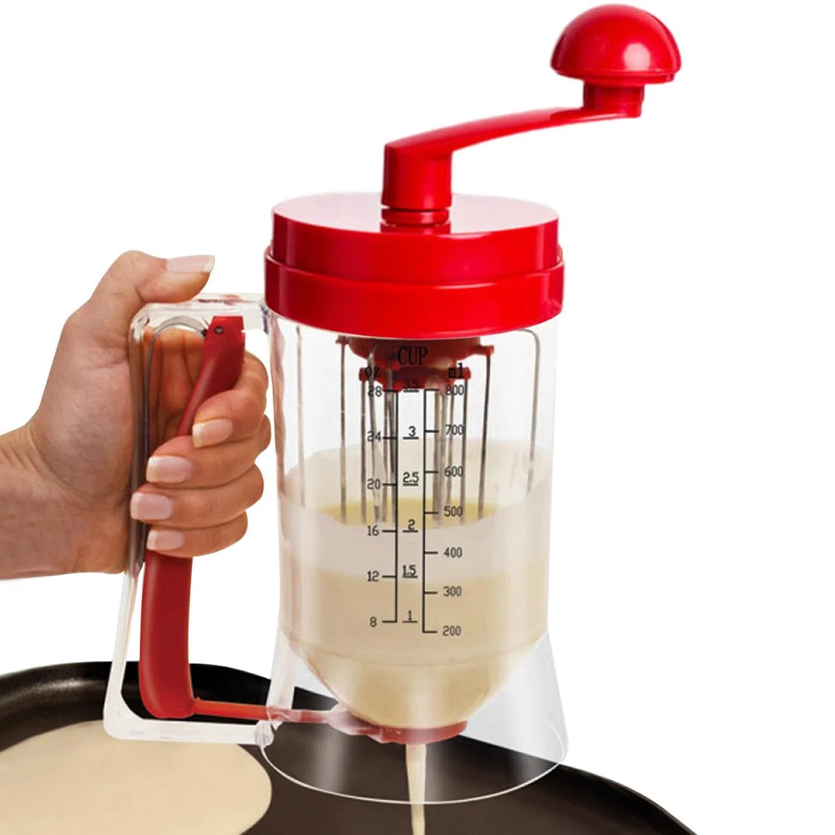 Macchina per pancake manuale, Dispenser per pancake da 900 ml con funzione di agitazione, Pancake Pourer, Dispenser separatore di pastella per , waffle, strumenti di cottura fai-da-te portatili