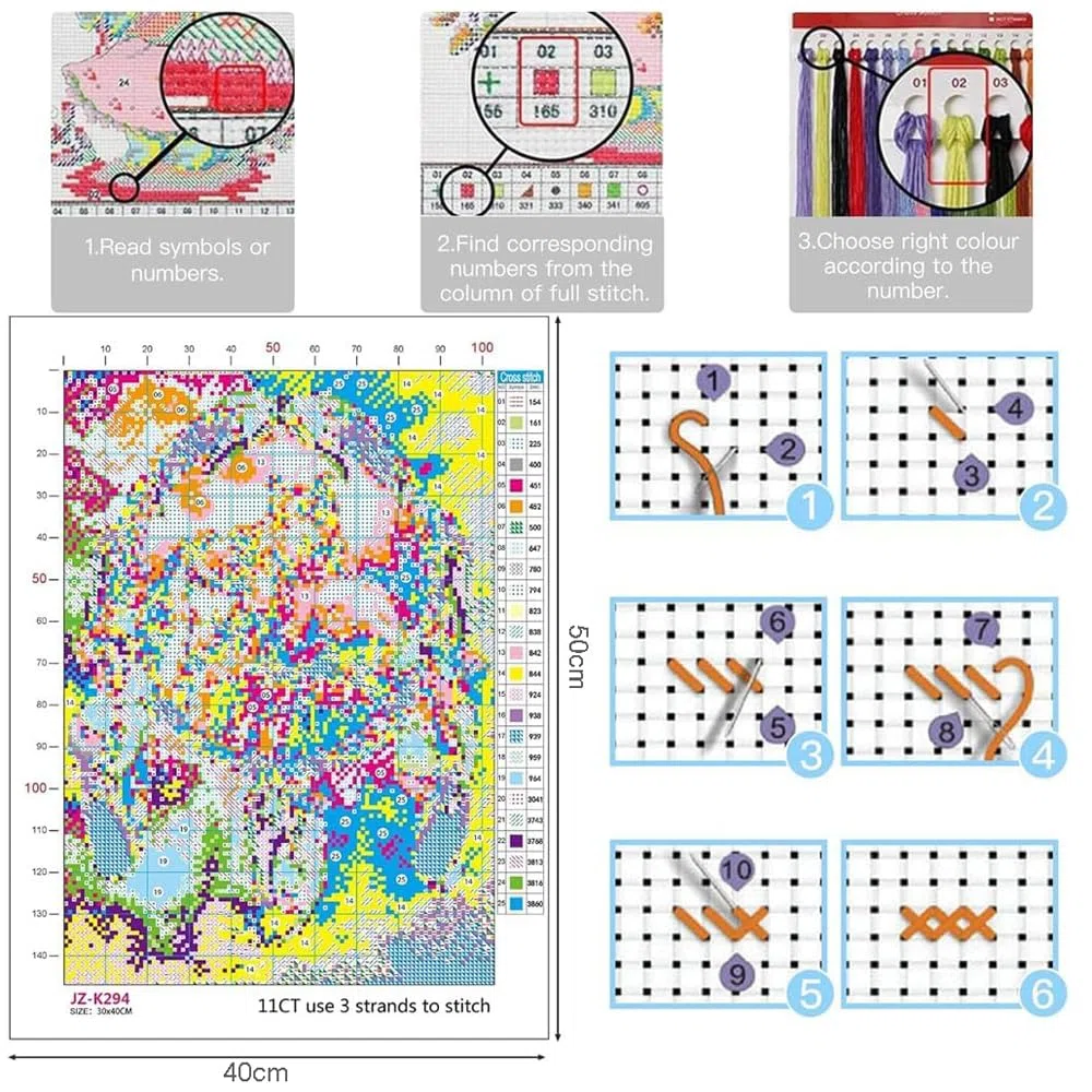 Taxpy 11Ct Kit Punto Croce Cross Stitch Embroidery Ricami,Bambino Angelo 40X50Cm Schemi Quadri Set Ricamo Punto Croce Kit Da Ricamare Principianti Starter Prestampato Stampato