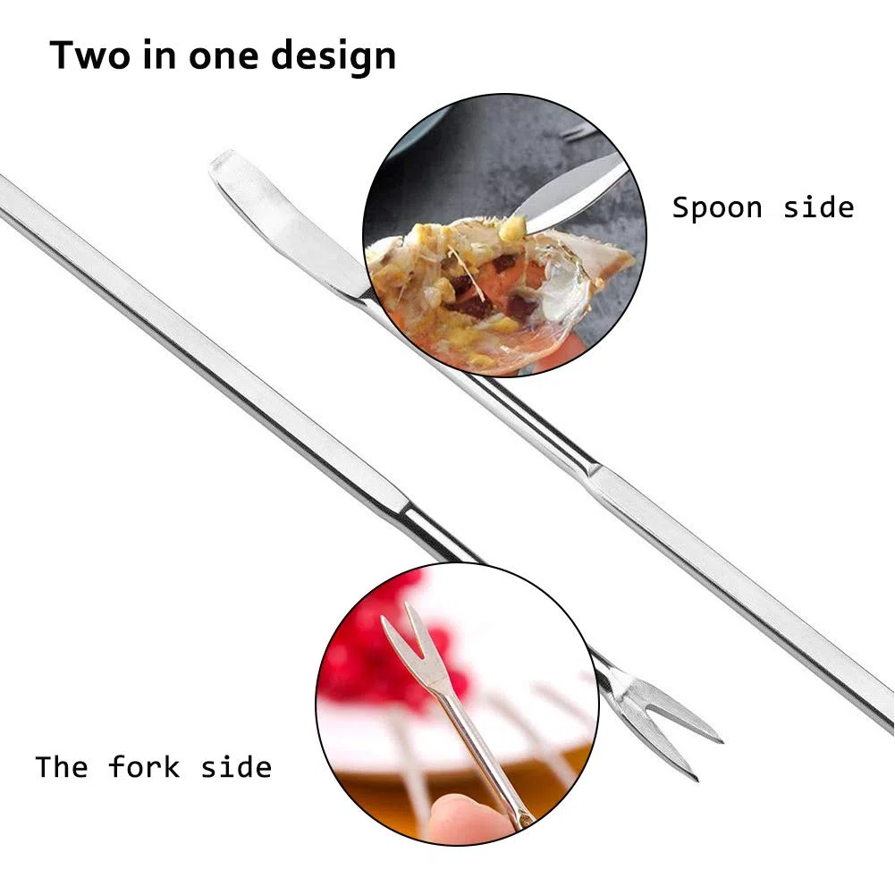 Attrezzi per Frutti di Mare Set, 12PCS Frutti di Mare Forcelle Forchetta per Aragosta o Granchio Mandorle, in Acciaio Inox