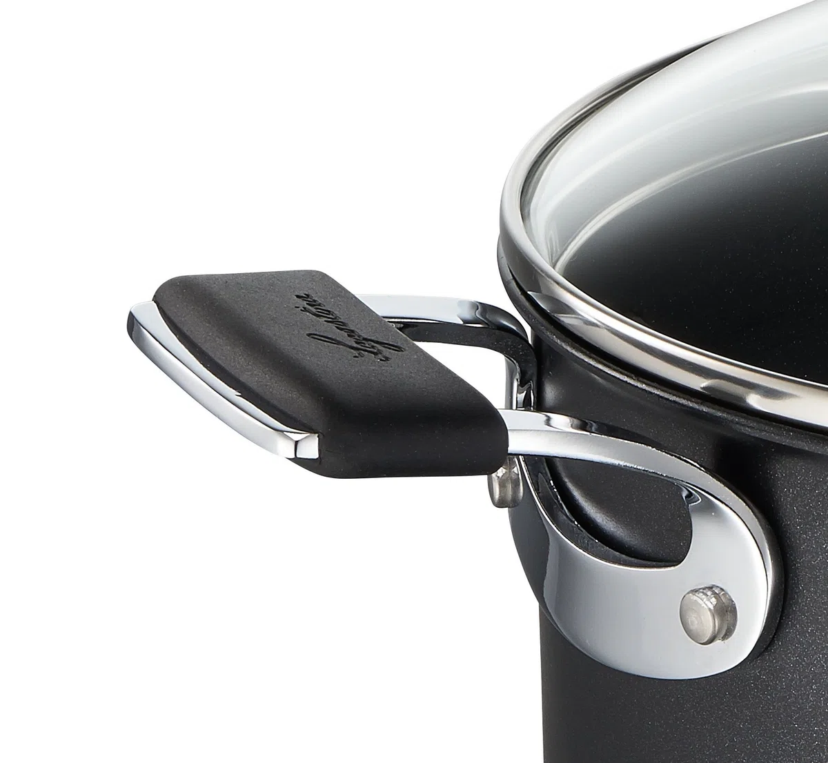 Lagostina Tempra Casseruola Fonda 2 Maniglie con Coperchio in Vetro, Antiaderente Multistrato, Adatta All'Induzione, Alluminio, Nero, Diametro 20 cm