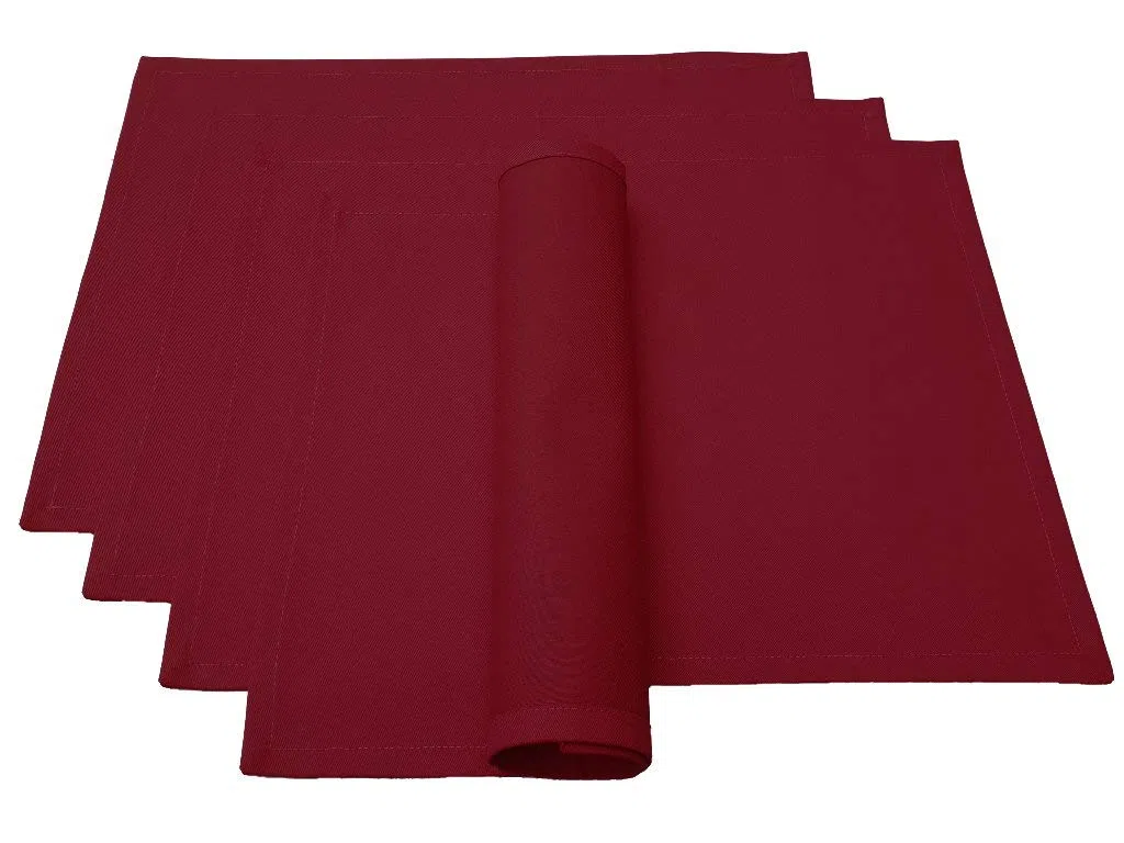 Lemos Home - Set di tovagliette da tavola, 4 pezzi, circa 46 x 36 cm in cotone (rosso vinaccia)