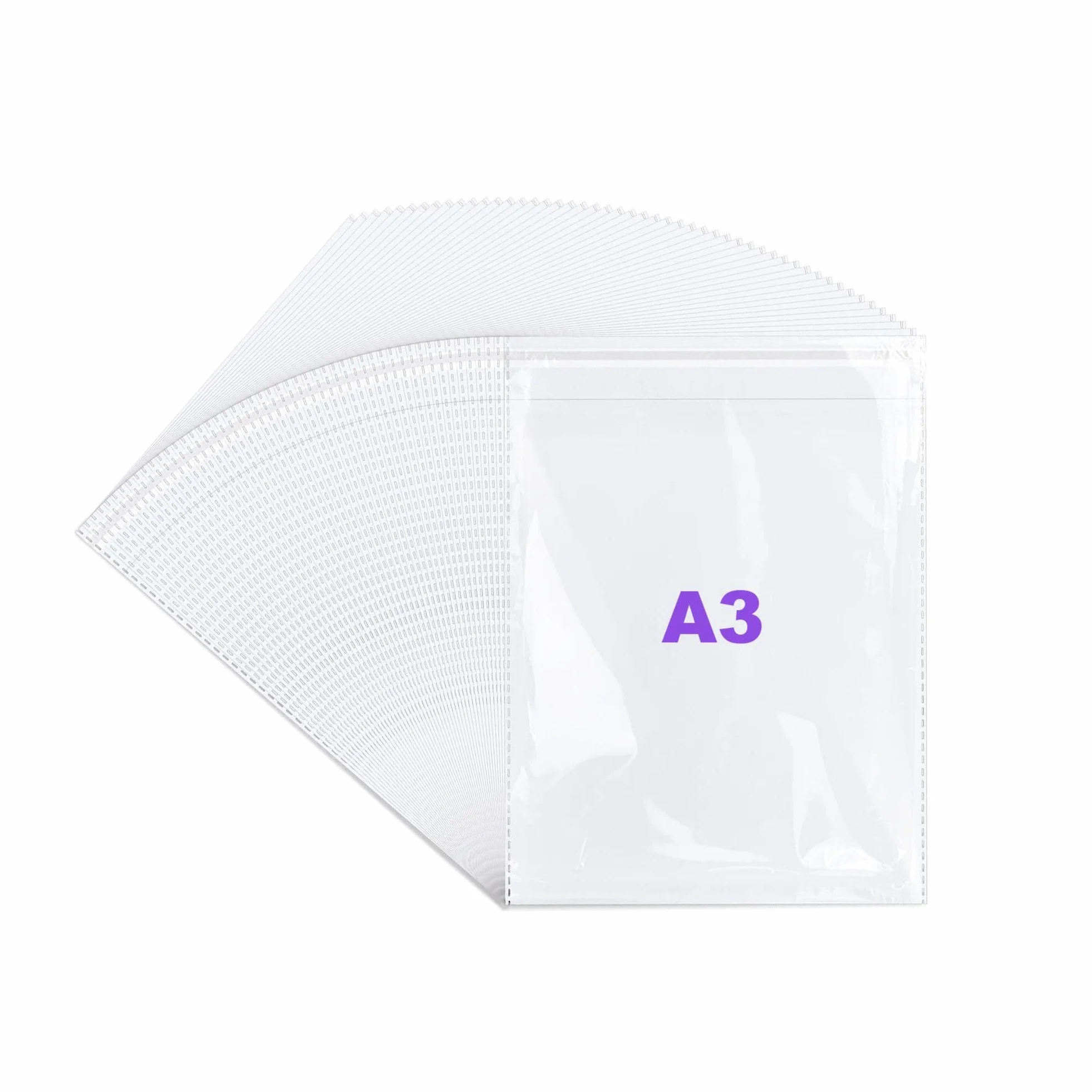 JIANTA 100 Pezzi A3 Cellophane Bags Autosigillanti Trasparente Sacchetti Imballaggio 31cm x 46cm