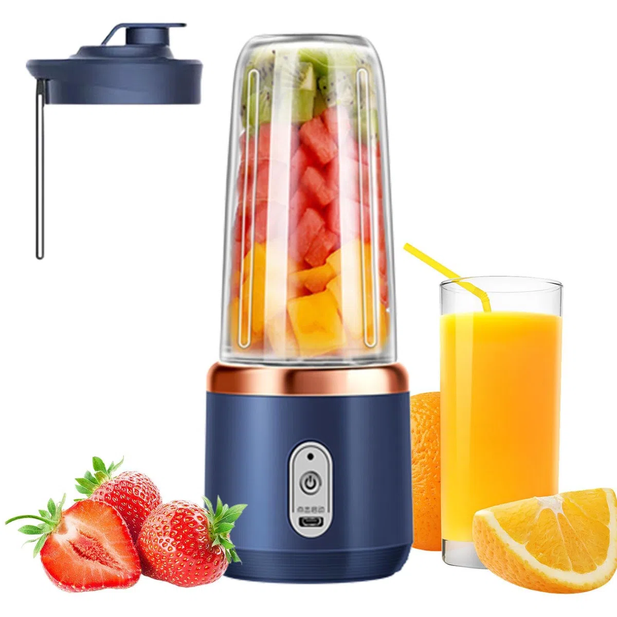 Mini Frullatore Per Smoothies Elettrico, Mixer smoothies Maker Spremiagrumi Portatile 380 Ml, Con 6 Coltelli In Acciaio Inox, Con Bicchiere Di Miscelazione USB Per Frullati E Succhi Di Frutta