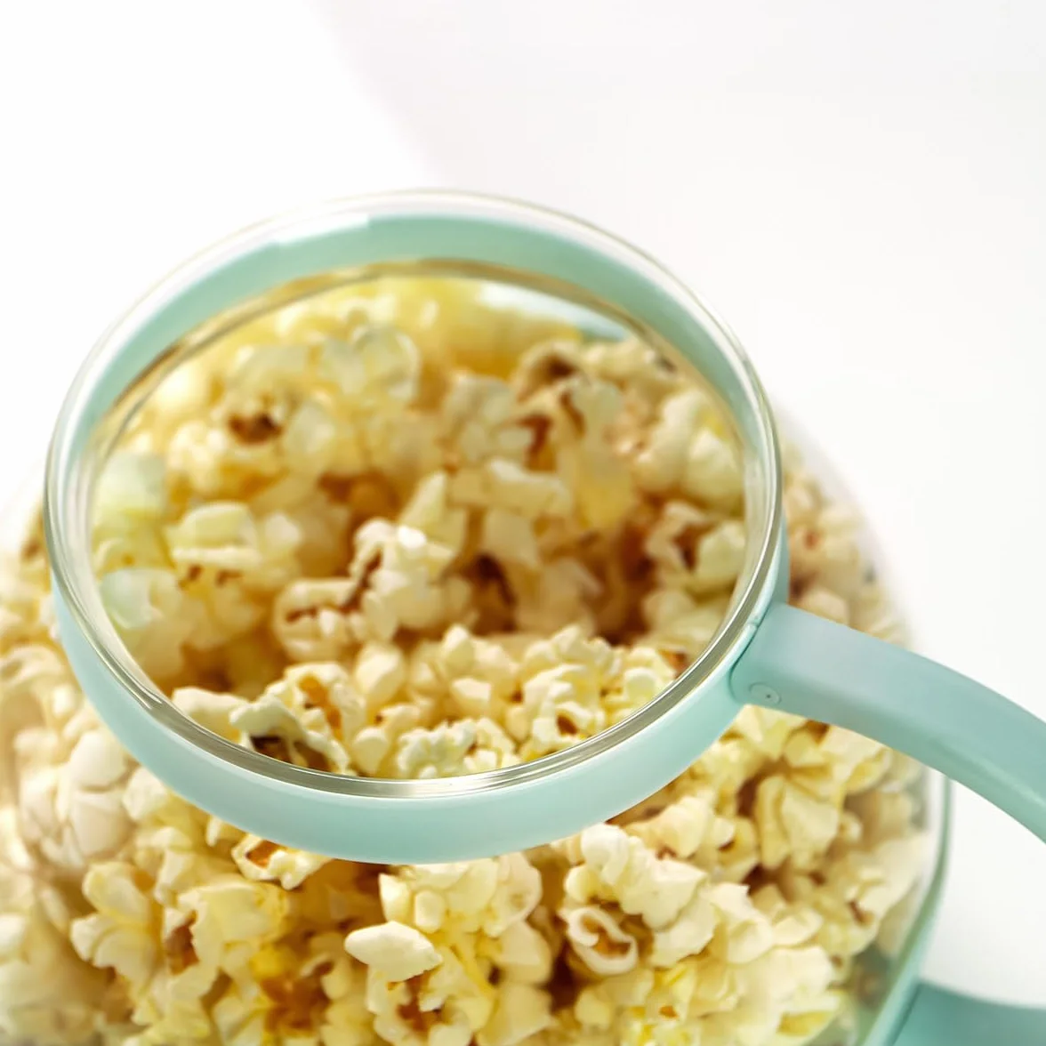 Jocca, Popcorniera in Vetro 2,2L per Microonde, Griglia per Burro in Silicone