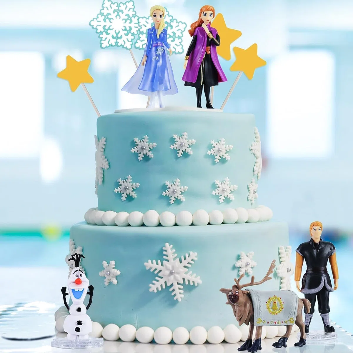 Elsa - Set di 5 Statuette per Decorazione Torta, per Bambini, Ragazze, Compleanni, Feste di Auto
