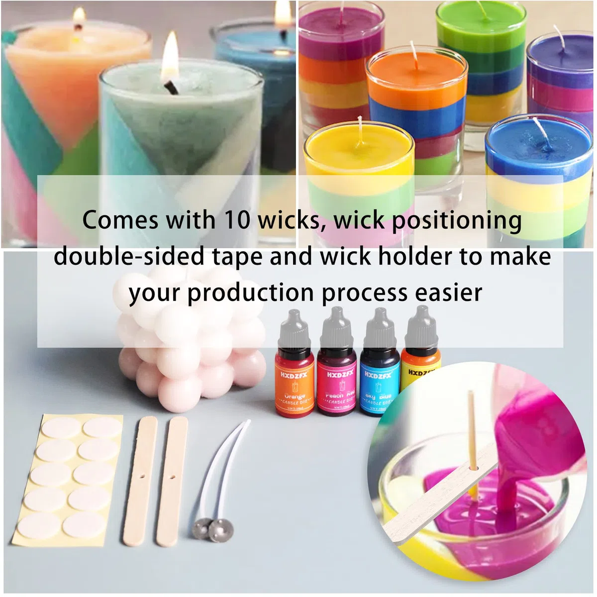 Coloranti per Candele 30 Colori - Liquido per Cera, Gel, Paraffina, Soia, D'api - Concentrato Fai Da Te