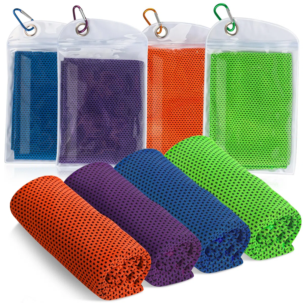 Set di 4 asciugamani refrigeranti ad asciugatura rapida, asciugamano rinfrescante per fitness e sport, 30 x 100 cm (A)
