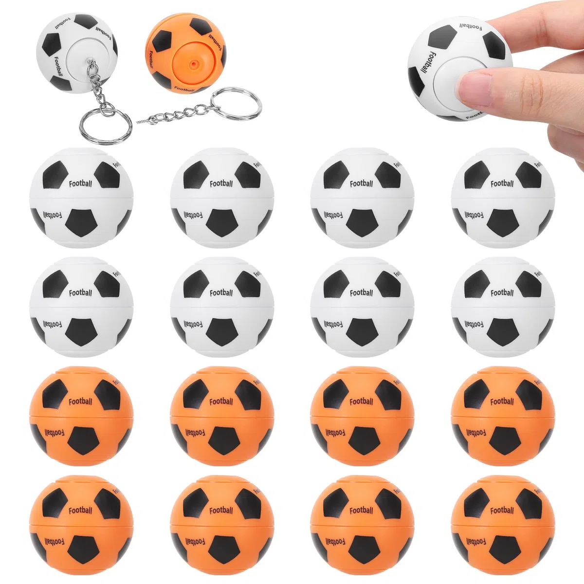 16 Pezzi Portachiavi Calcio Mondiali, Portachiavi Calcio Girevole Staccabile con Tema Mondiale, Giocattoli Antistress per Borse Regalo per Bambini e Bambine, Mini Giocattoli per Premietti e Ricordini