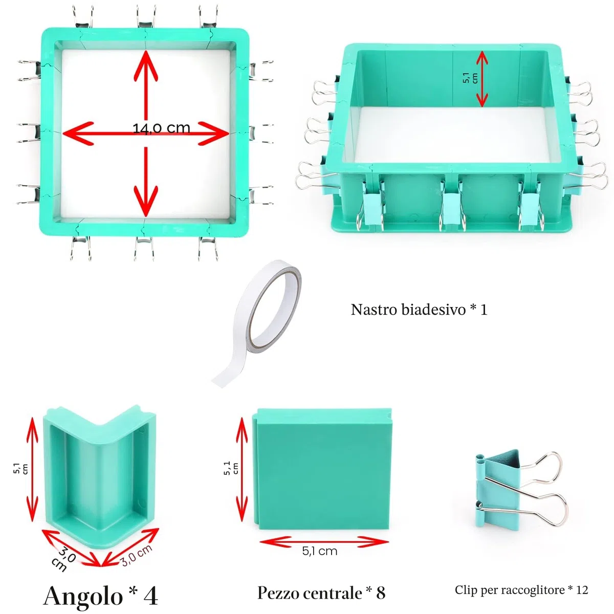 Alloggiamento Stampo Regolabile per la Realizzazione di Stampi in Gomma Siliconica - Telaio dell'alloggiamento in Plastica per la Creazione di Stampi in Siliconica, Stampi in Resina, Candele, Sapone