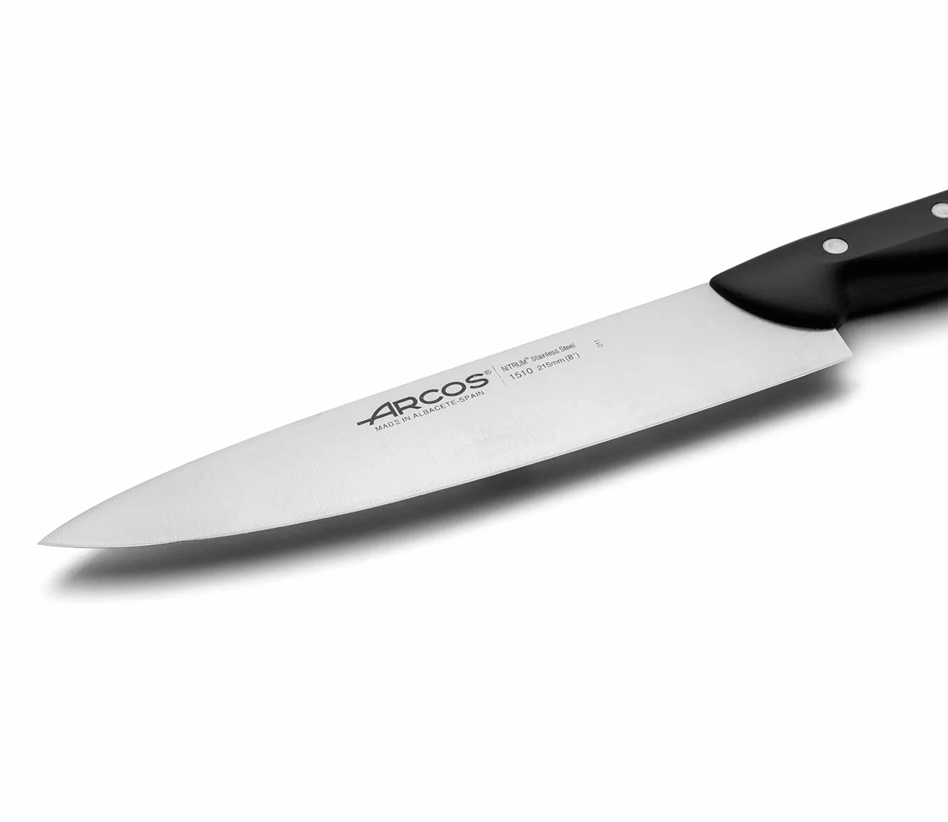 Arcos Coltello Chef Acciaio Inossidabile 220 mm Lama Professionale Multiuso Cucina Manico Ergonomico POM Nero Serie Maitre