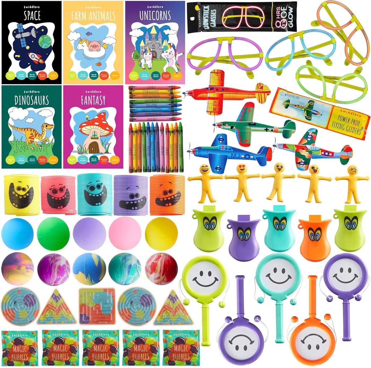 THE TWIDDLERS Set di 60 piccoli regali di compleanno per bambini di alta qualità per ragazze e ragazzi – Sacchetti regalo per riempire di giocattoli per souvenir, regali di compleanno,