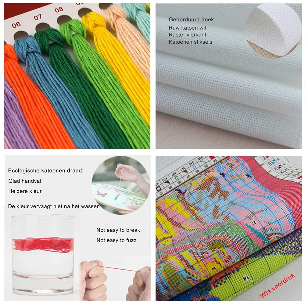 Kit Punto a Croce 11CT Tessuto Stampato 27x35cm Kit Ricamo Fai da te Ingresso emplice - Stampa Per Ragazze Artigianato Articoli DMC Ricamo - Un ragazzo e il suo cane