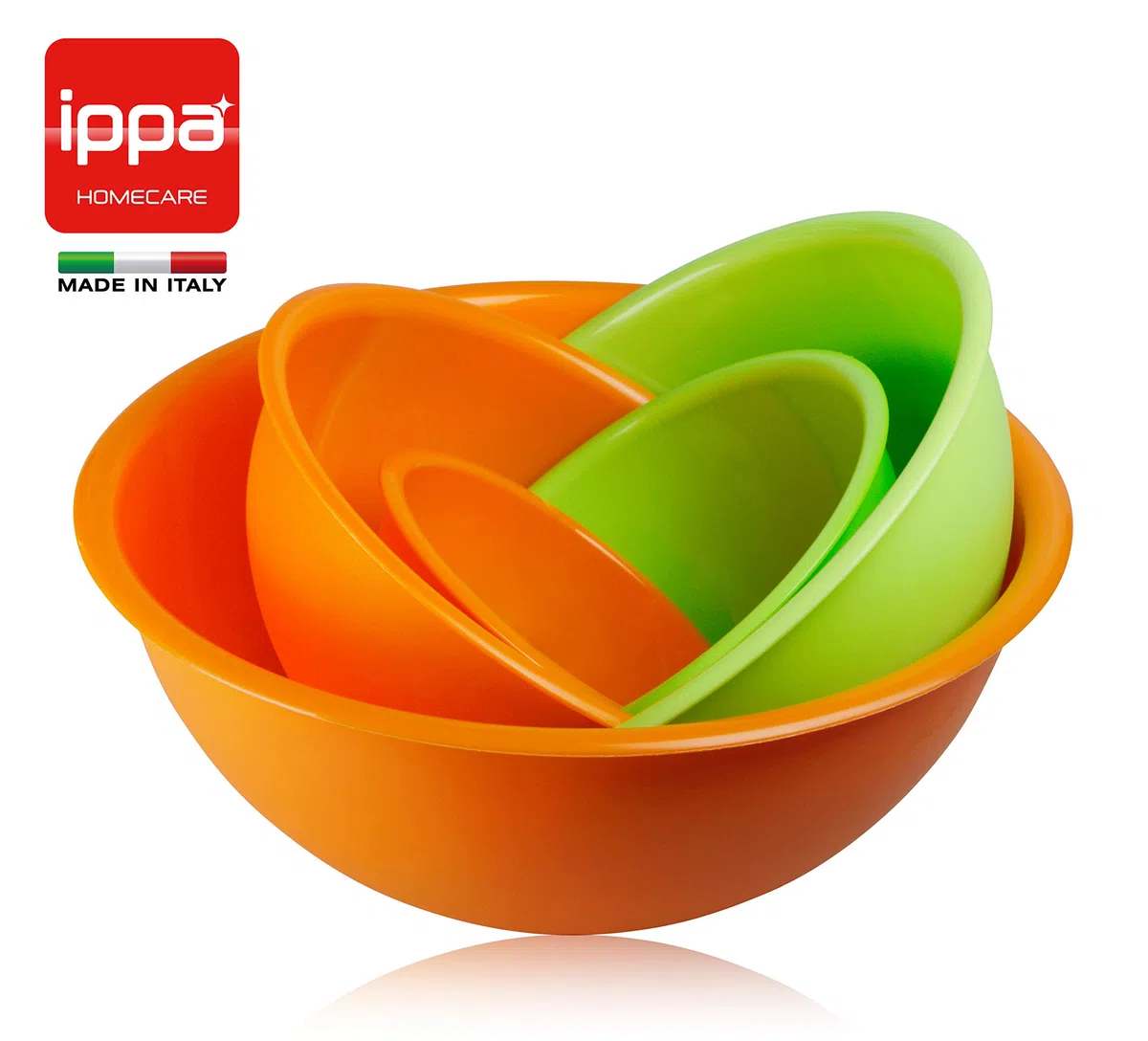 I.P.P.A. Set 5 insalatiere in polipropilene. Terrine 100% made in Italy. Perfette in cucina e in campeggio. 5 diametri: 14-18 - 23-26 - 30 cm