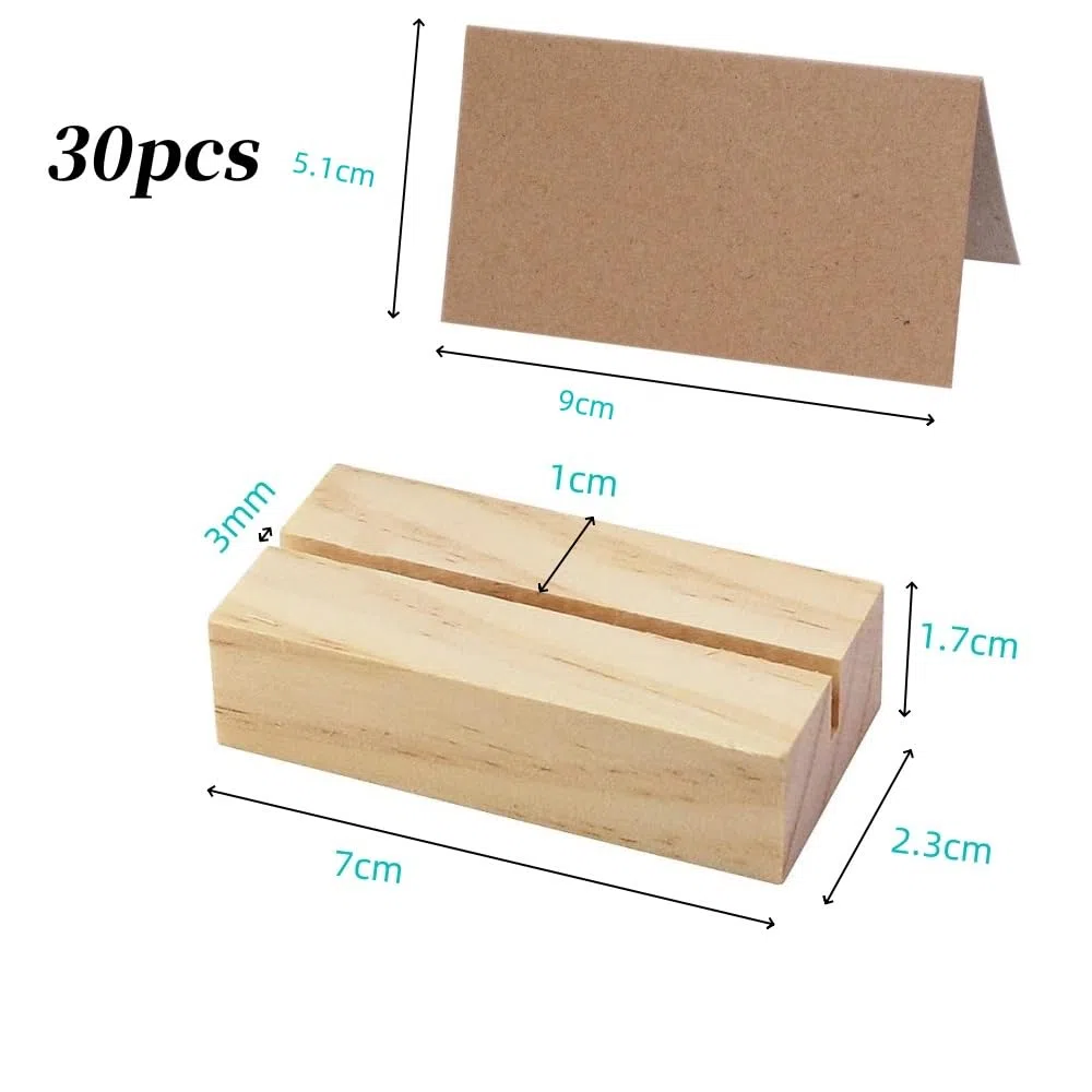 Acrylic 30 Pezzi portacarte in legno,Wood Card Holder, Inserire la Carta I titolari, Porta carte menu in legno di faggio, per Ristoranti Matrimoni Banchetti Feste Celebrazioni