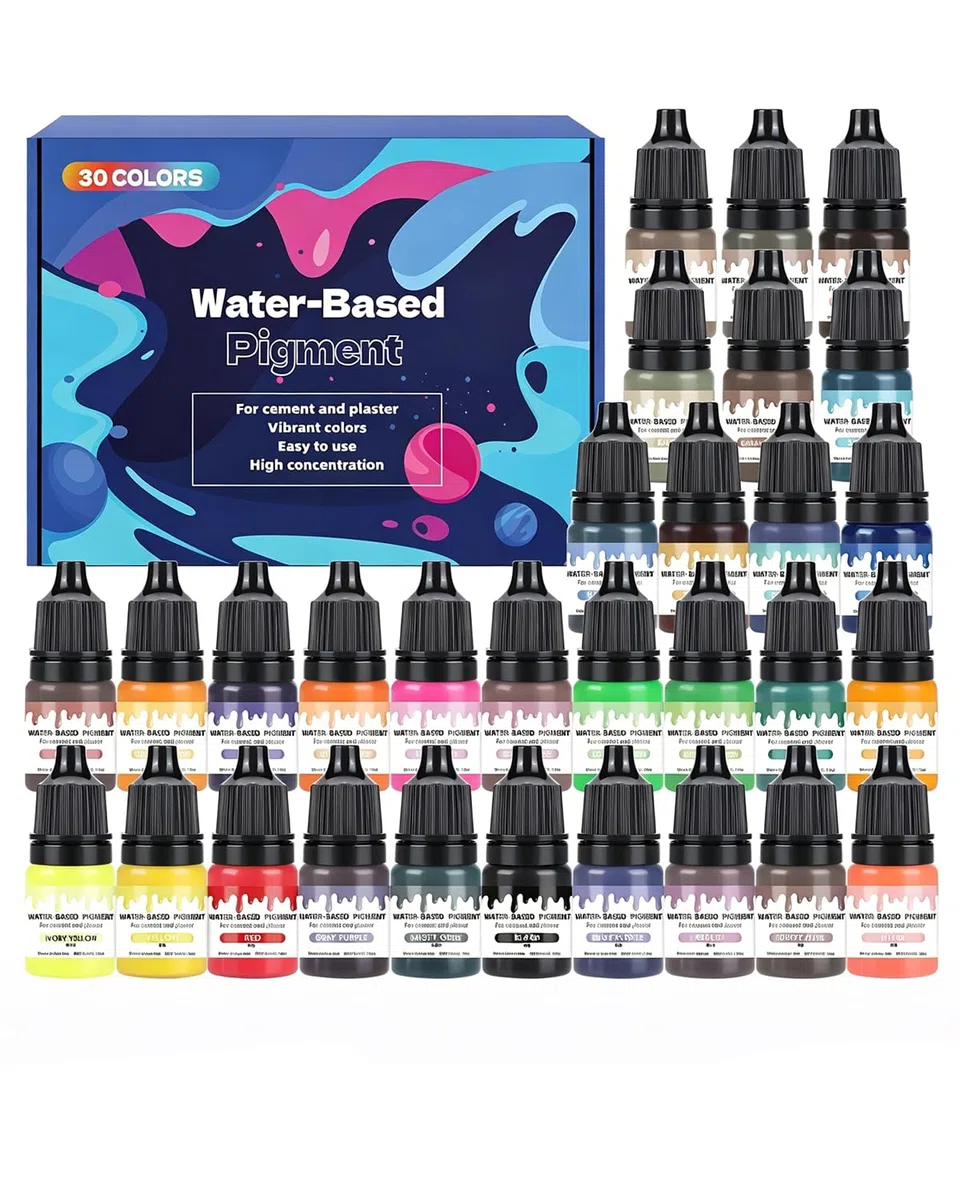 30 Colori Pigmenti a Base d'Acqua Altamente Concentrati per Gesso Ceramico, Stampi, Resina Epossidica, Cemento & Fai da Te