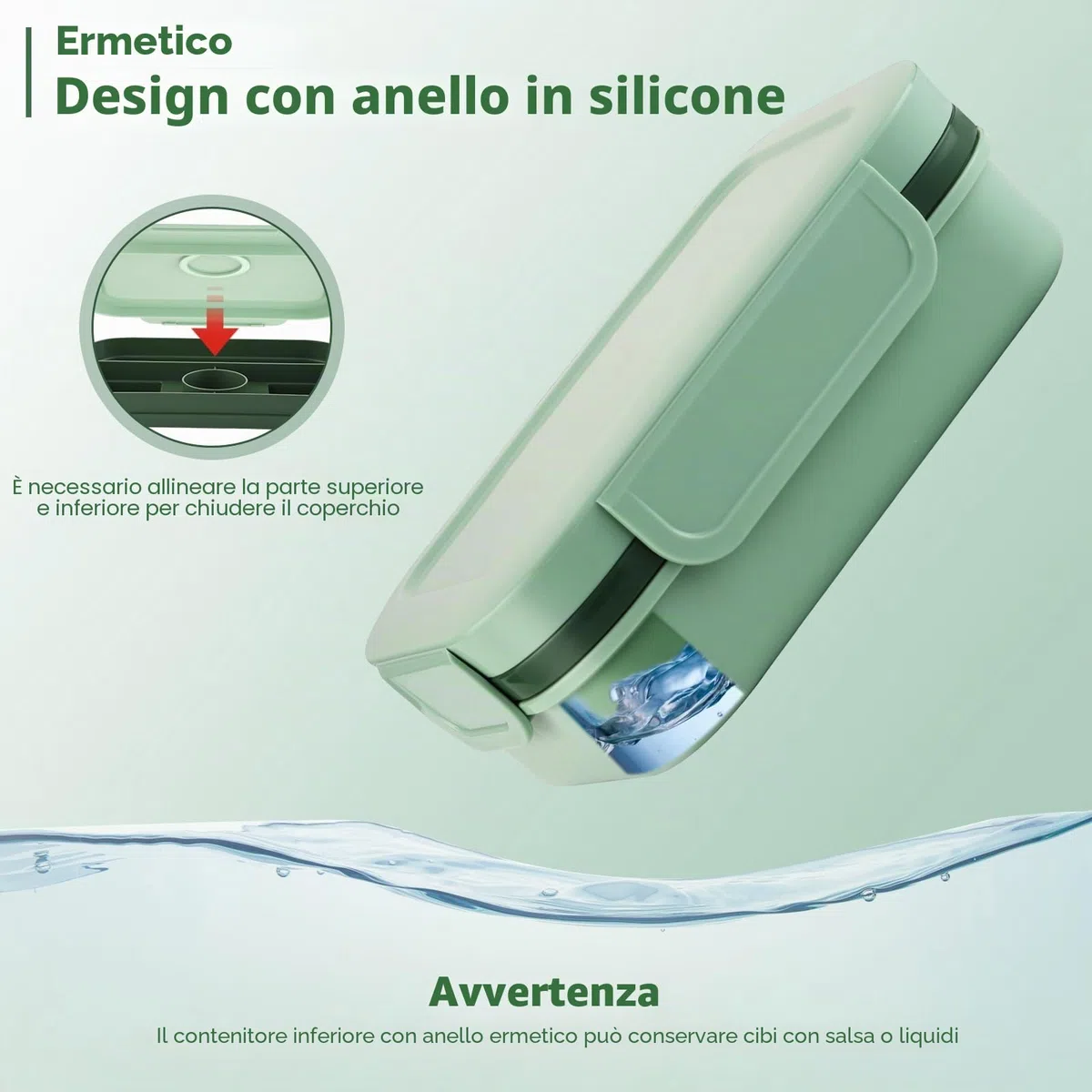 Sinnsally Porta Pranzo con 8 Scomparti 2000ml Schiscetta Pranzo,Bento Lunch Box Prova di Perdite per Adulti Porta Cibo,Portavivande senza BPA con Posate,Sicuri per Microonde e Lavastoviglie(Verde)