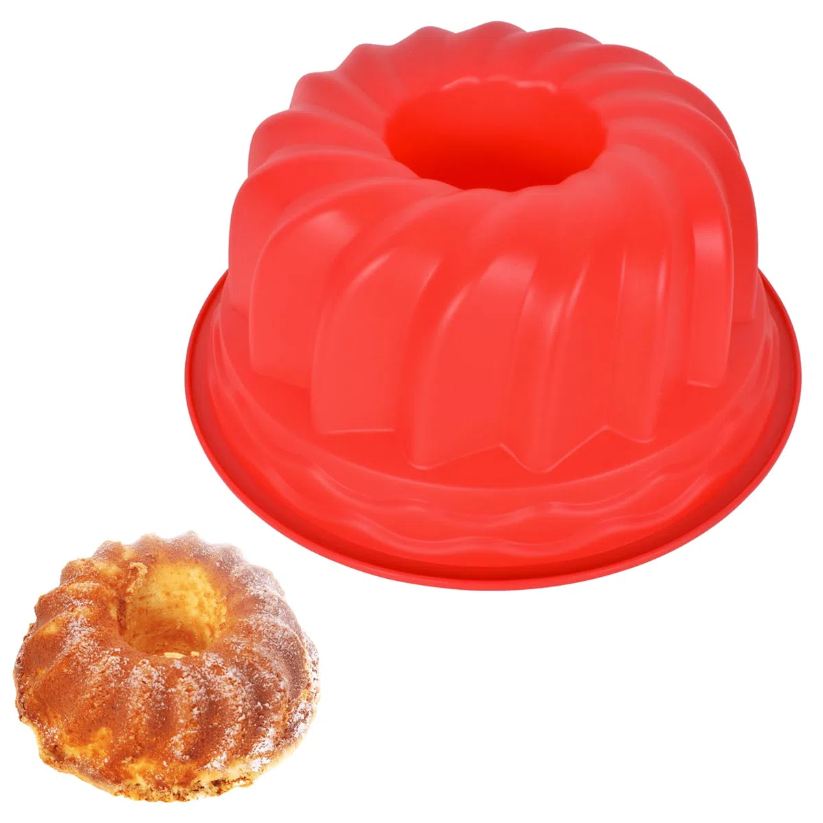 Stampo per ciambella 23 cm in silicone antiaderente resistente alle temperature per dolci (rosso)